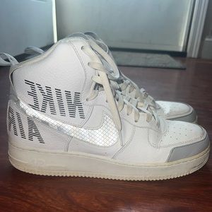 White high top nike Air Force 1’s for men size 10